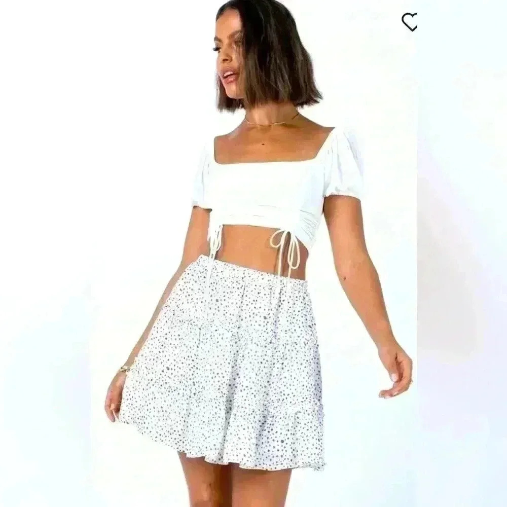 Princess Polly Rasmus Linen Blend Ruffle Mini Skirt Size 6 White NWT - Picture 13 of 16